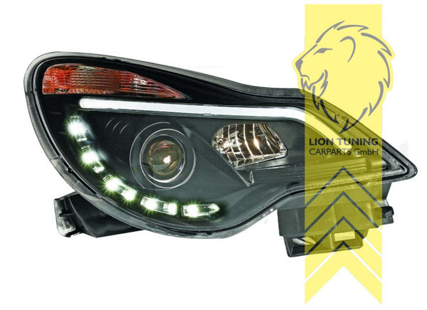 LT LED DRL Lightbar Headlights Opel Vauxhall Corsa D Facelift black 10-14 LHD