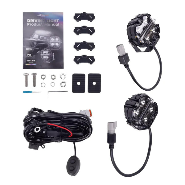 MXPR 3.5" 160W LED Headlights Fog Lights Spot Beam RGB DRL Square Lamps