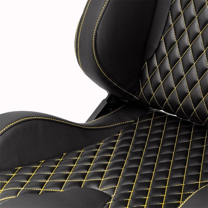ATS AK x2 Univ Reclining Sports Bucket Seats Black Yellow Stitch Carbon + slides