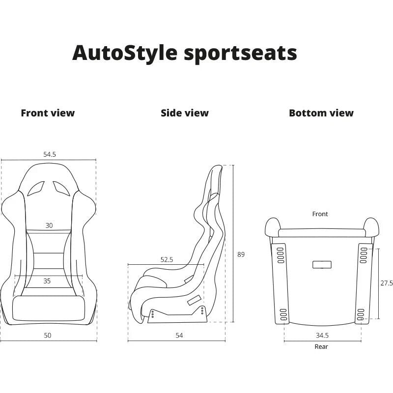 x1 ATS Black / Red / Blue / Grey Textile Car Sim Simulator Bucket Seat + slides