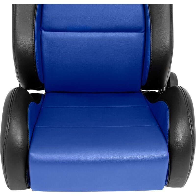 UK Stock - Auto-Style x1 Single - Car & Racing Sim - Universal Reclining Sports Bucket Seat BLACK BLUE + runners