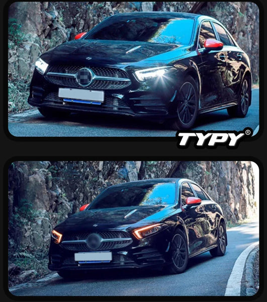 TYPY Pair Mercedes A-Class W177 Headlights 2018-2022 LED DRL Headlights LHD