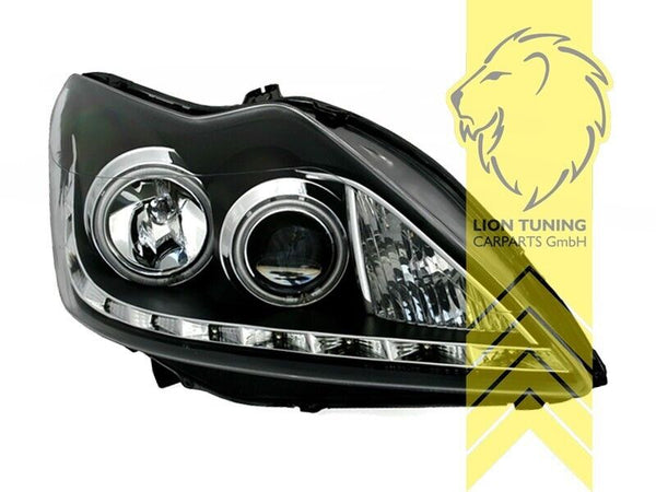 LT LED DRL Lightbar Headlights Ford Focus 2 MK2 DA 08-11 Hatchback Black LHD