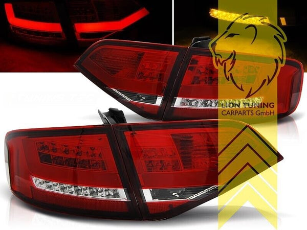 LT Pair LED REAR LIGHTS Lightbar DRL Audi A4 B8 8K Saloon 07-11 red clear S-Line