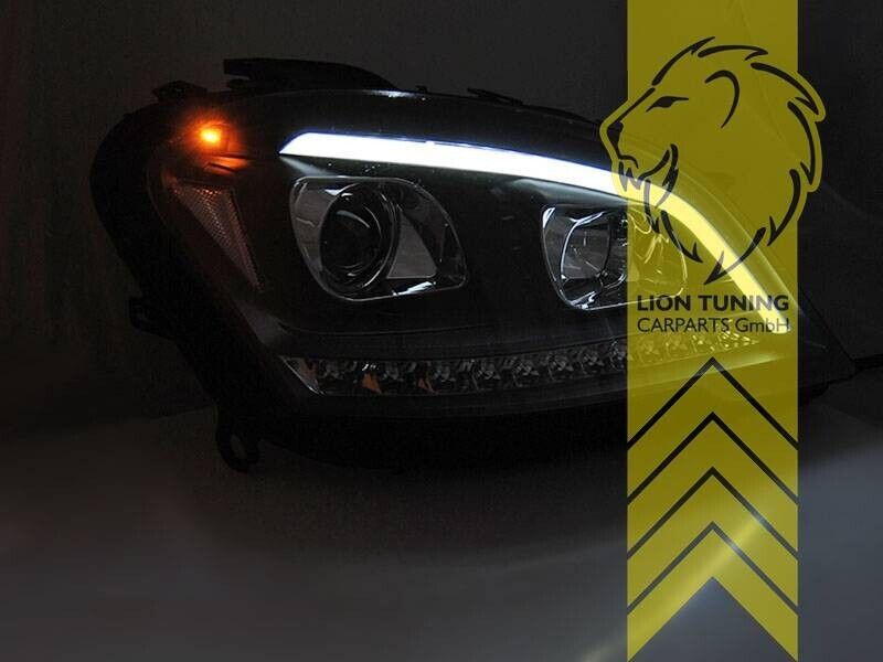 LT LED DRL Lightbar Halo Headlights Mercedes W164 ML M-Class Facelift black LHD