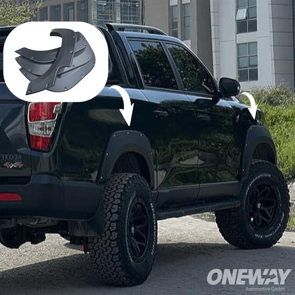 OW Fender Flares Wide Arch Kit SSANGYONG Musso Grand SWB 18-20 ABE TUV Black ABS