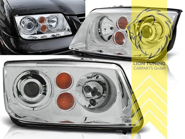 LT LED DRL Lightbar Halo Ring Headlights VW Bora 98-05 Chrome LHD