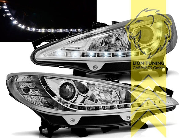 LT LED DRL Lightbar Headlights Peugeot 207 207CC CC Cabrio SW Break Chrome LHD