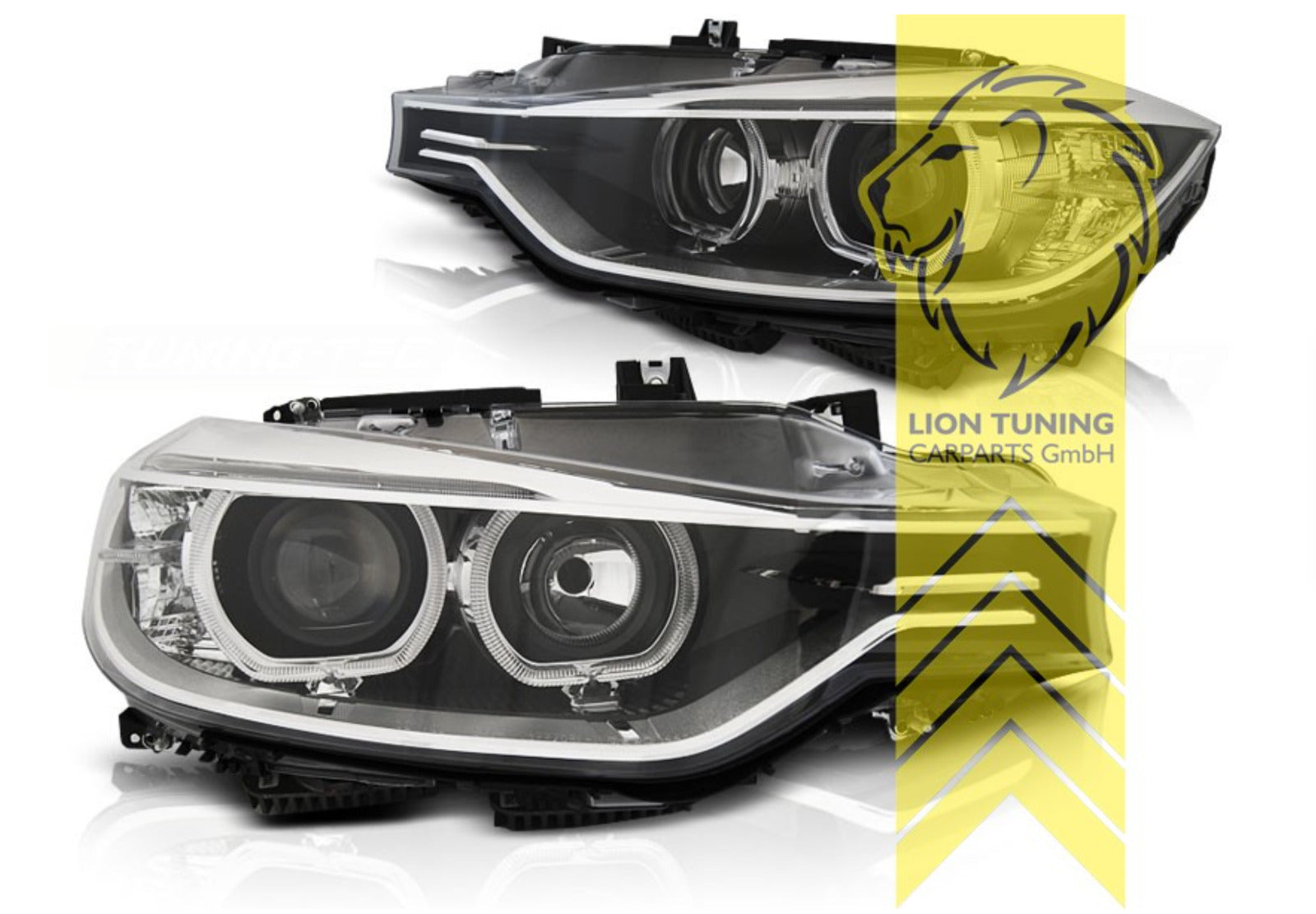 LT LED DRL Dual Halo Ring Headlights BMW F30 Sedan F31 F35 11+ Touring black LHD