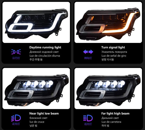 TYPY Pair LED DRL Lightbar Projector Headlights Range Rover 2013-2017 L405 LHD