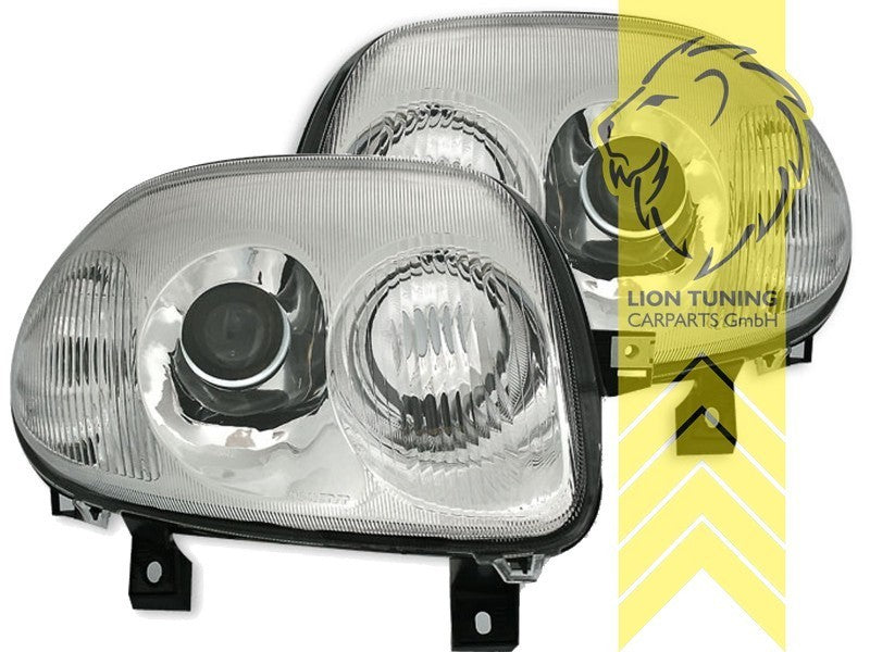 LT Pair Halogen Headlights Renault Clio B V6 optic chrome BB CB LB SB 98-01 LHD