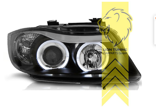 LT LED DRL Angel Eye Halo Ring Headlights BMW E90 Sedan E91 Touring black LHD