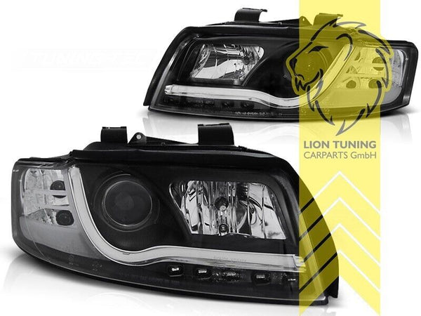 LT LED DRL Lightbar Halo Headlights Audi A4 B6 8E 00-04 BLACK LHD