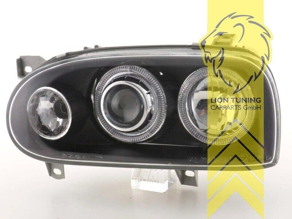 LT Pair LED DRL Halo Headlights Golf 3 MK3 91-99 Limo Variant Cabrio black LHD