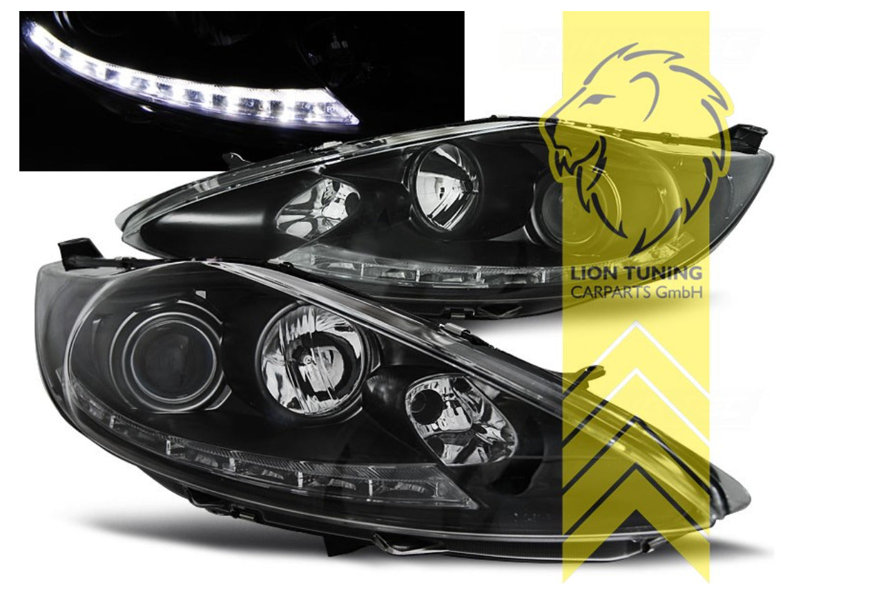 LT Pair LED DRL Lightbar Headlights Ford Fiesta 7 VI TFL Optics 08-12 Black LHD