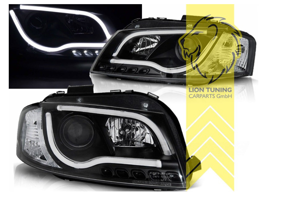 LT LED DRL Halo Lightbar Headlights Audi A3 8P 8PA 03-08 H7 / H1 black LHD