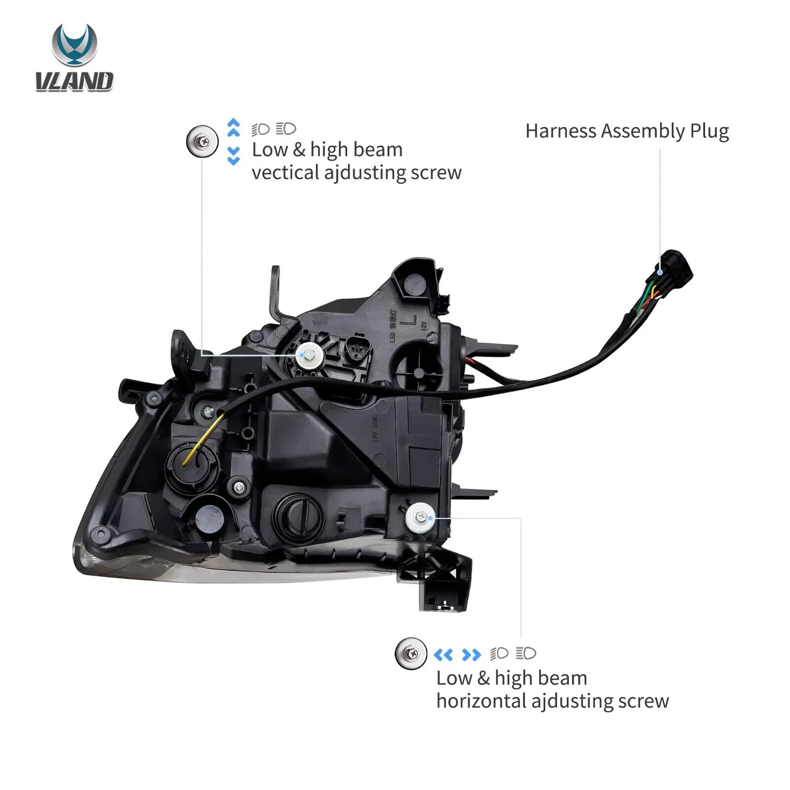 VLAND Pair 08-23 GT-R R35 LED DRL Halo Projector Headlights Lamps Chrome LHD