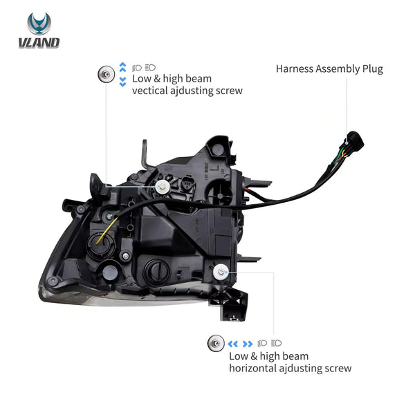 VLAND Pair 08-23 GT-R R35 LED DRL Halo Projector Headlights Lamps Chrome LHD