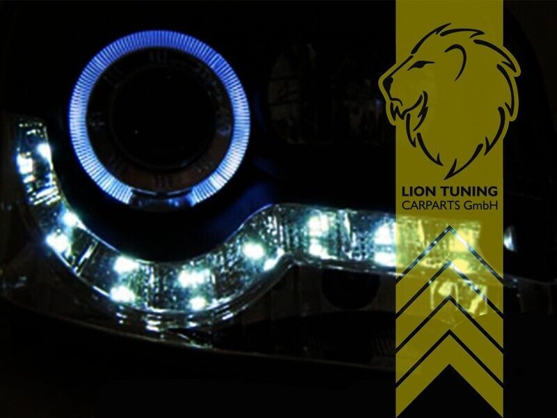 LT Pair LED DRL Angel Eye Halo Ring Headlights Fiat Panda 169 03-09 black LHD