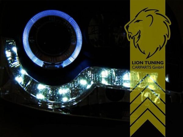 LT Pair LED DRL Angel Eye Halo Ring Headlights Fiat Panda 169 03-09 black LHD