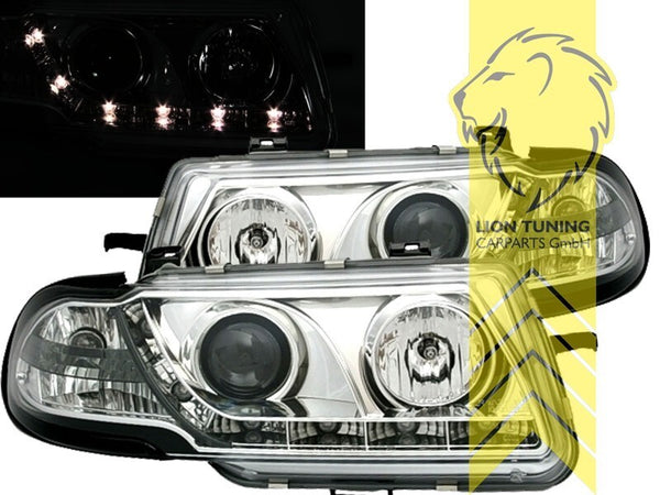 LT Set LED DRL Lightbar Halo Headlights Opel Vauxhall Astra F 91-94 Chrome LHD
