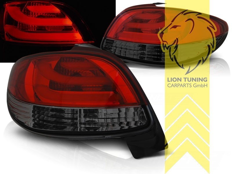 LT Pair LED Lightbar DRL Rear Lights Tail Peugeot 206 2/AC 98-07 black red LHD