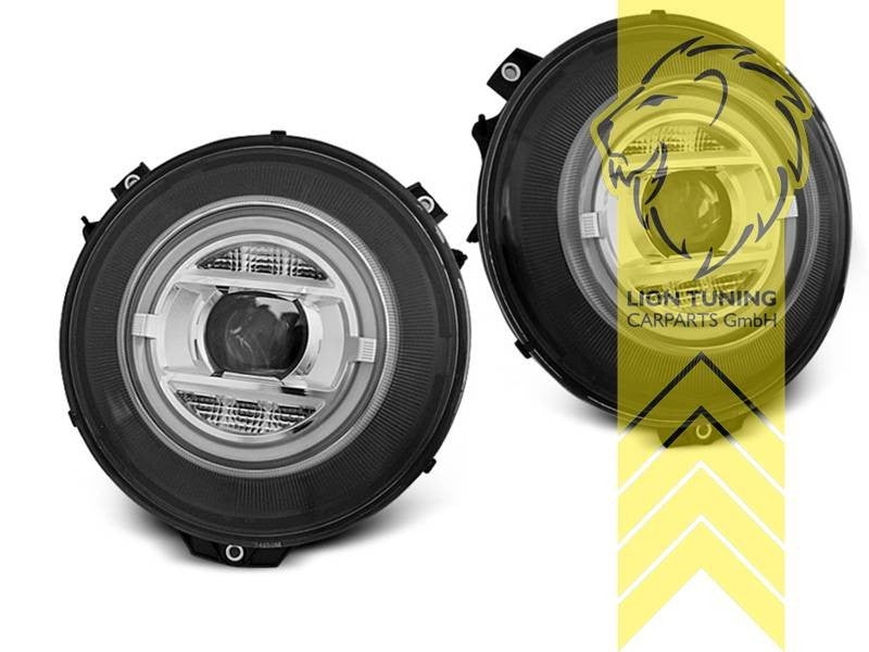 LT Pair LED DRL XENON Halo Ring Headlights Mercedes W463 G-Class black LHD
