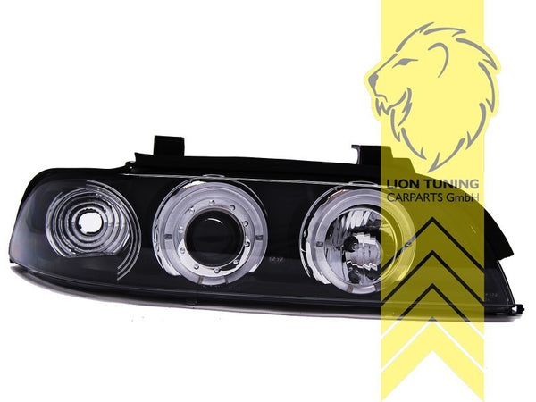 LT Pair LED DRL Halo Ring Eye Headlights BMW E39 95-00 Sedan Touring black LHD