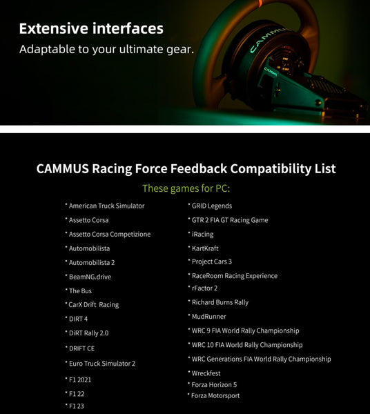 Global First CAMMUS C5 Direct Drive Racing Sim Simulator Steering Wheel