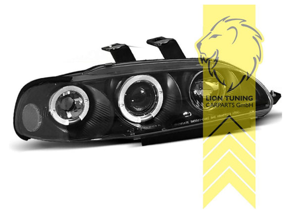 LT Set LED Halo Ring Eye Headlights Honda Civic 5 MK5 Coupe Hatchback black LHD