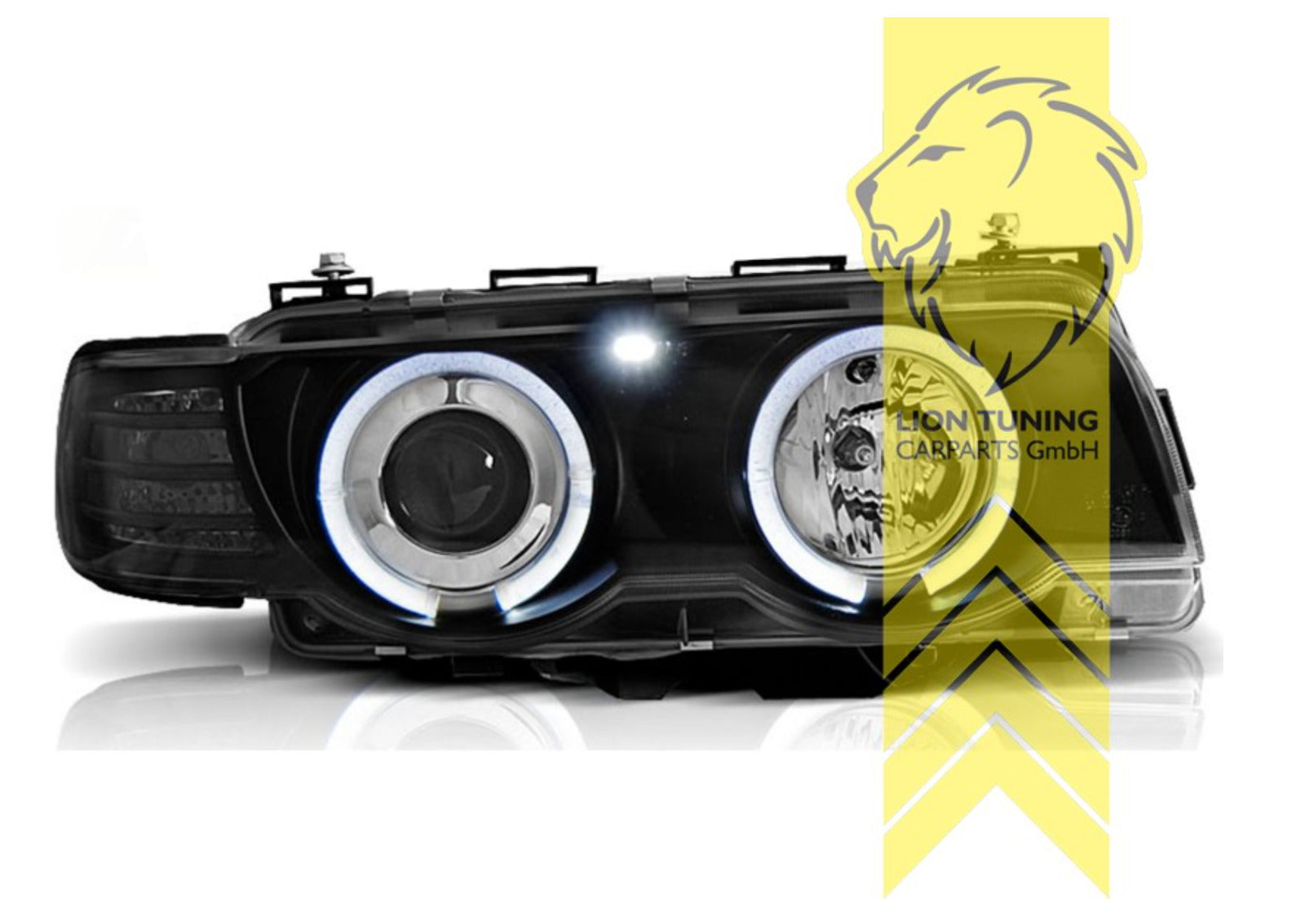 LT Pair LED DRL Halo Ring Angel Eye Headlights BMW E38 black XENON LHD