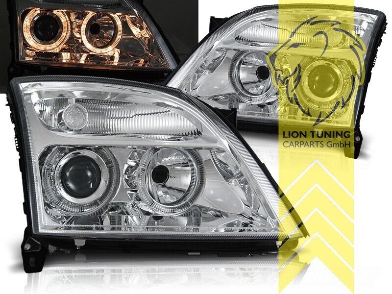 LT LED DRL Halo Ring Headlights Opel Vauxhall Vectra C Saloon Touring chrome LHD