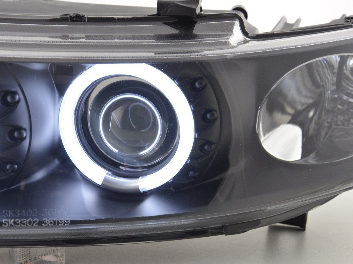 FK Pair LED DRL Lightbar Halo Ring Headlights CCFL Seat Leon 1M 99-06 black LHD