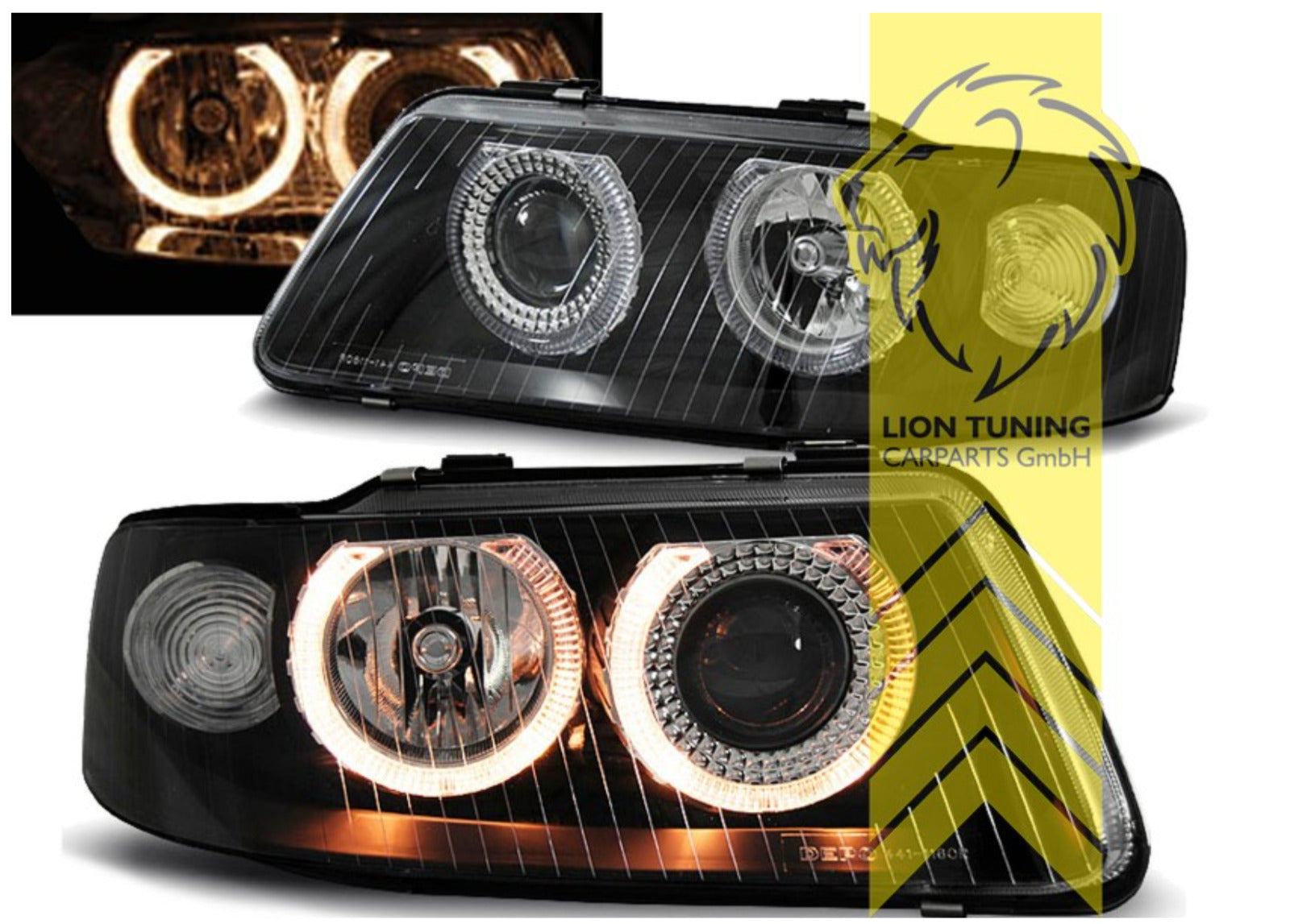 LT LED DRL Angel Eye Halo Ring Headlights Audi A3 8L Facelift black LHD