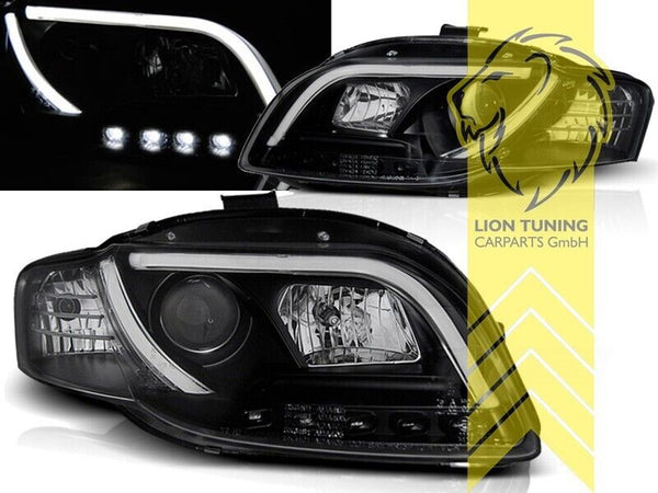 LT LED DRL Lightbar Headlights Audi A4 B7 8E 04-08 H7 H1 Limo Avant black LHD