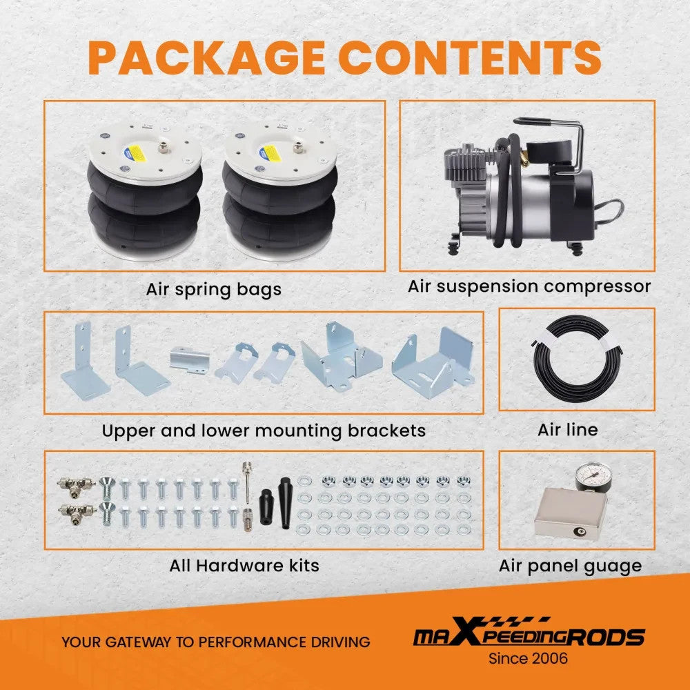 MXPR Air Suspension Bag KIT + Compressor Ford Transit 2001-2024 RWD - 4000kg