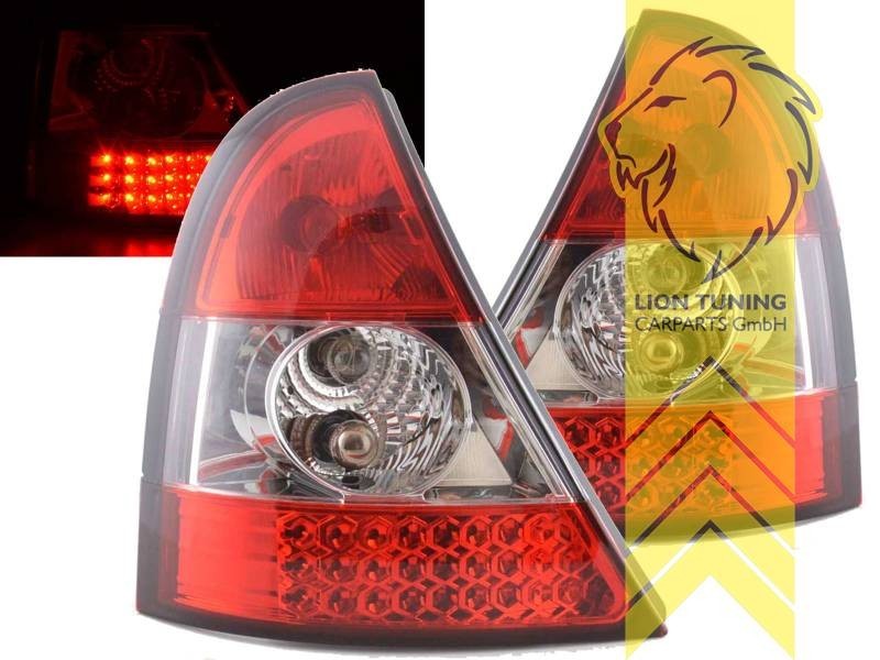 LT Pair LED Lightbar DRL Rear Lights Renault Clio 2 MK2 B 01-05 Red Clear LHD