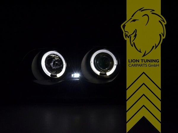 LT LED DRL Halo CCFL H1 Headlights BMW E46 Limousine Touring 98-01 black LHD