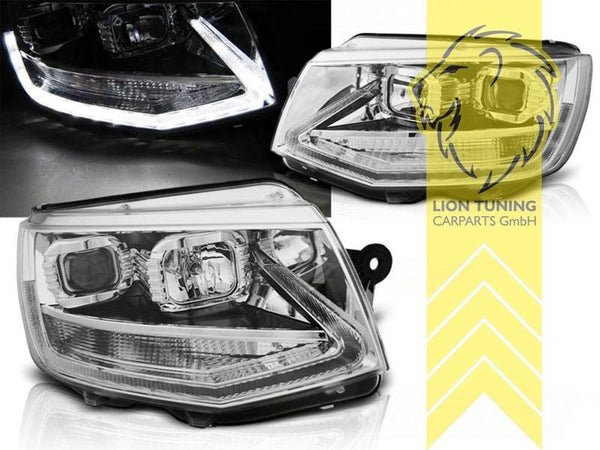 LT Pair LED DRL Halo Headlights VW T6 15-19 Bus Transporter Multivan chrome LHD