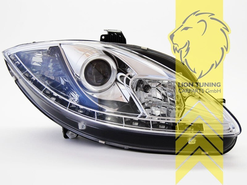 LT LED DRL Lightbar Headlights Seat Leon 1P Altea 5P Facelift 09-15 chrome LHD