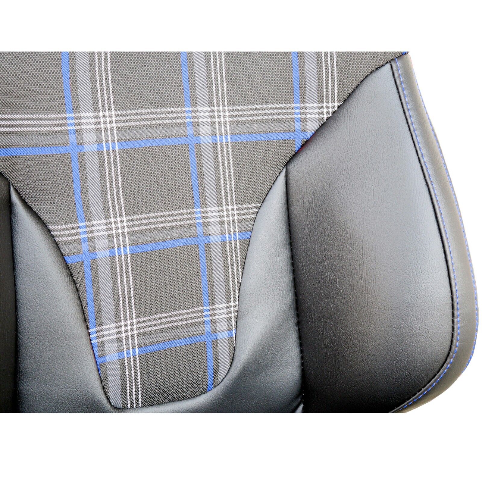 Simoni Racing Universal Plaid Check Tartan GT Jackie x1 Bucket Seat Black & Blue