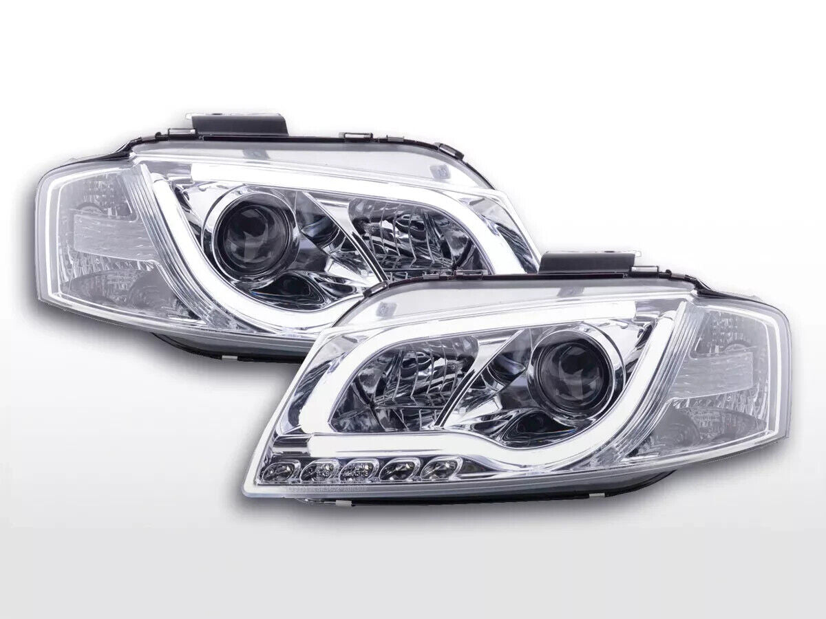 FK LED DRL Headlights Lightbar Halo Projector Audi A3 8P 8PA 03-08 Chrome LHD