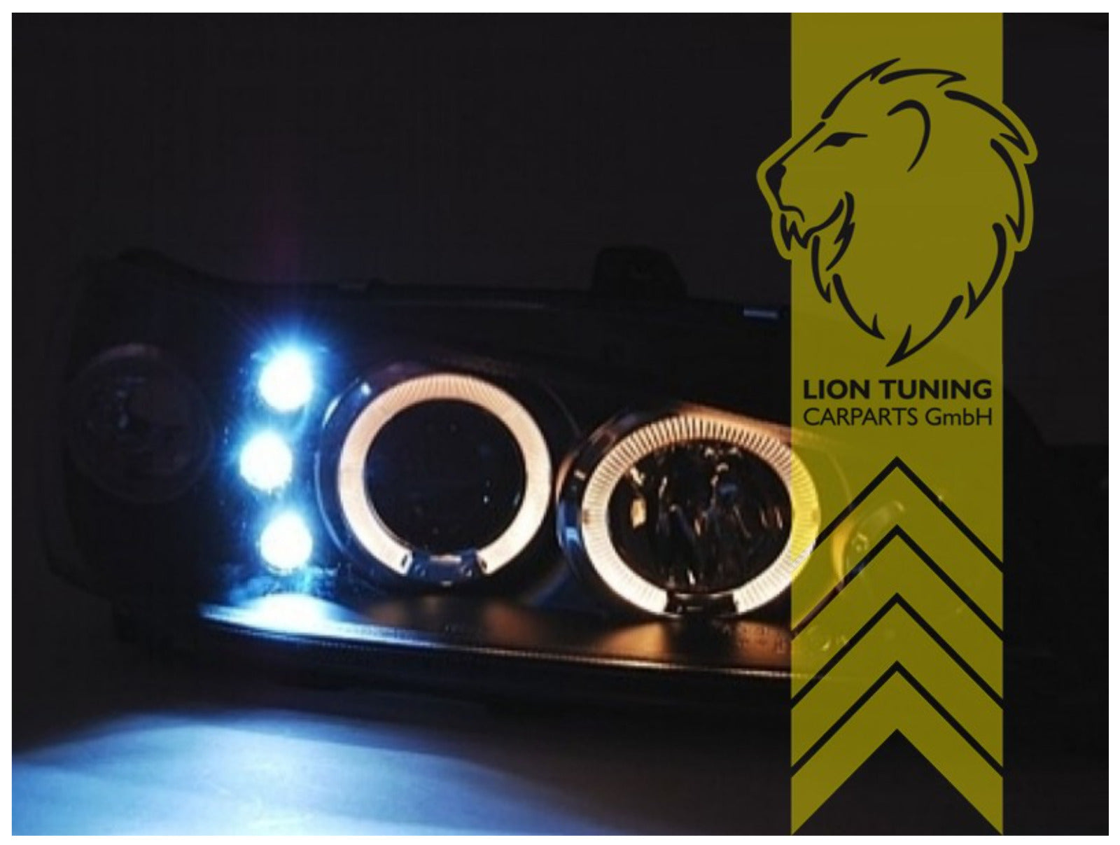 LT LED DRL Lightbar Halo Ring Headlights Peugeot 106 black LHD