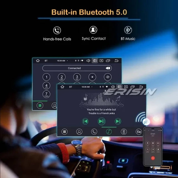 Erisin ES8588U 8-Core 4GB 64GB Android 13 GPS Stereo Head Unit 7" Motorized Touchscreen Wireless Carplay Android Auto