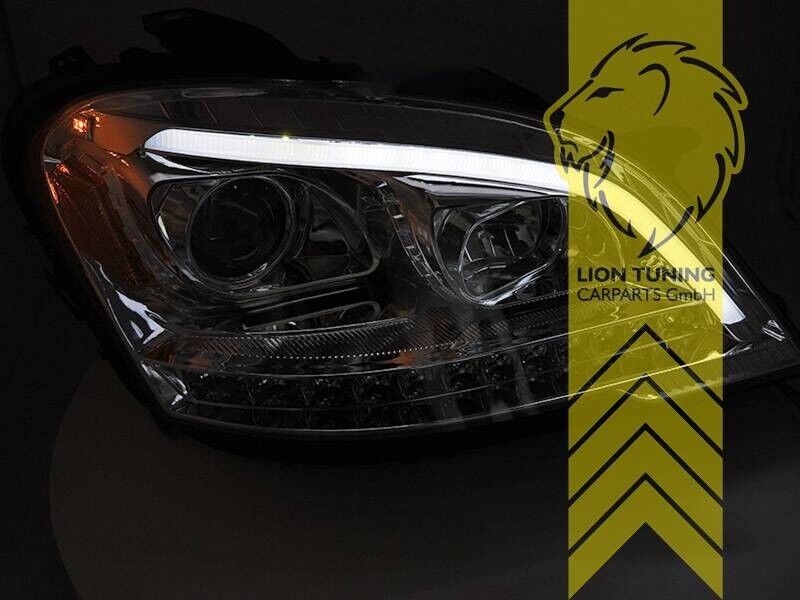 LT LED DRL Lightbar Headlights Mercedes W164 ML M-Class 08+ facelift chrome LHD