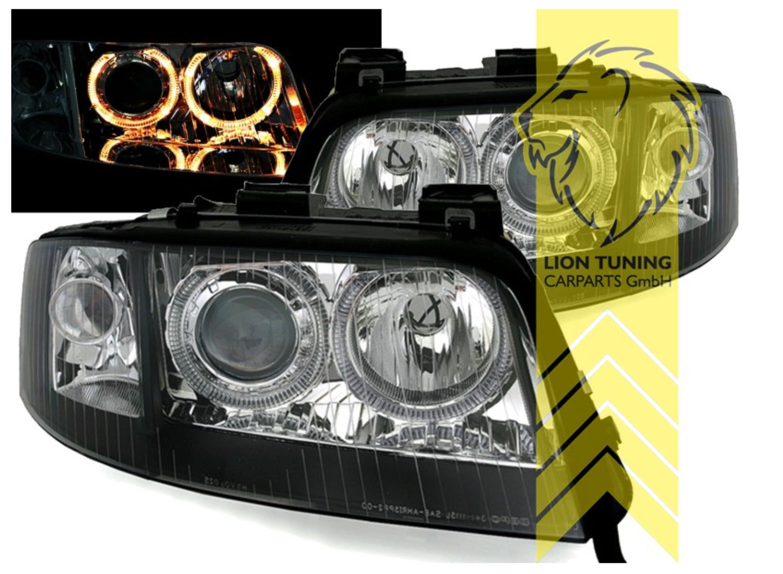 LT LED DRL Halo Ring Eye XENON Headlights Audi A6 C5 4B Saloon Avant Black LHD