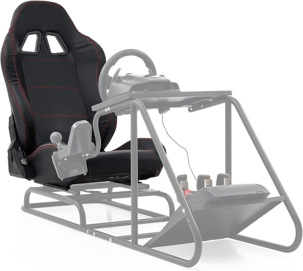CZ x1 Black Vinyl Red Stitch Universal Bucket Seat for Car Racing Simulator Sim