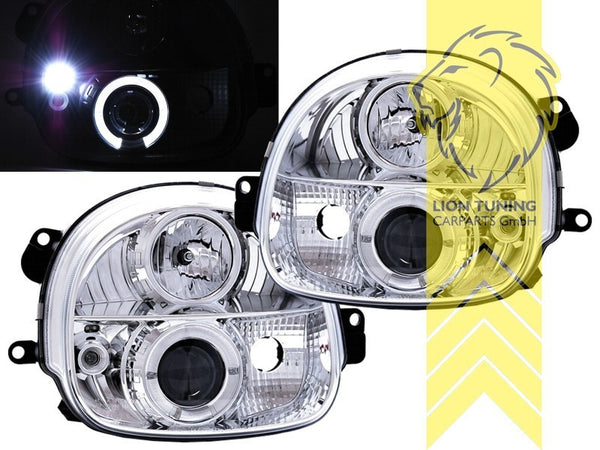 LT LED DRL Halo Ring Headlights Renault Twingo 1 MK1 C06 93-07 Chrome LHD