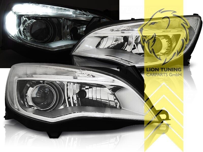 LT Set LED Halo Lightbar Headlights Opel Astra J sedan caravan chrome 09-15 LHD