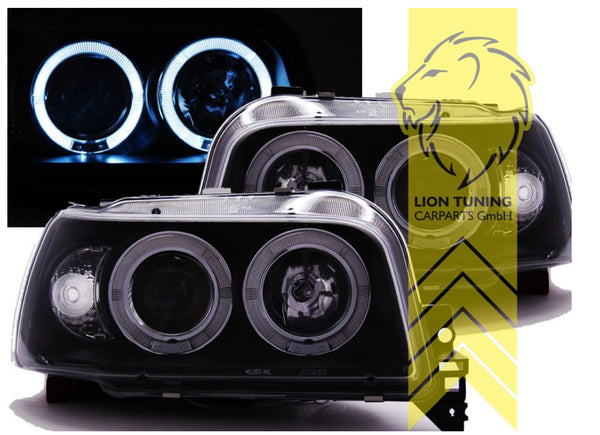 LT LED DRL Halo Ring Headlights Renault Clio A 1 MK1 Black 90-96 B57 C57 LHD